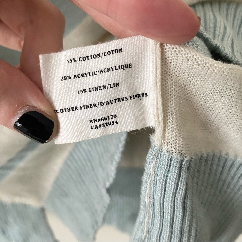 Sparrow Anthropologie Linen Boat Neck Sweater Cream Blue Stripes Size XS - Picture 4 of 9